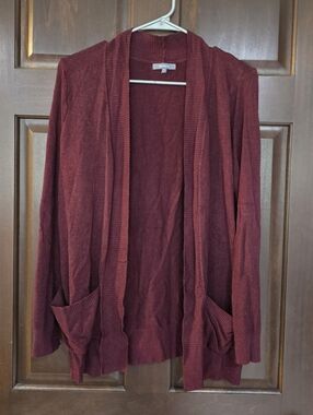 Becool Burgundy Open-Front Women's Cardigan Size 1XL